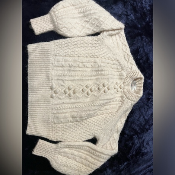 Demylee J.Crew balloon sleeve cable knit wool mohair mix sweater cult favorite S - Picture 3 of 16